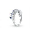 thumbnail image 2 of AFFY Round Shape Simulated Blue Sapphire With 0.06 Cttw White Diamond Heart Crown Ring In 14K White Gold Over Sterling Silver, 2 of 6