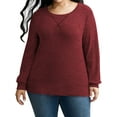 thumbnail image 3 of SWQZVT Long Sleeve Tops for Women Fall Casual Crewneck Sweaters Plus Size Loose Fit Oversize Sweaters Tunic T Shirts for Winter Clothes, 3 of 7