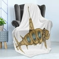thumbnail image 4 of Steampunk Soft Flannel Fleece Throw Blanket, Barracuda Fish Shape Inspired Submarine Image with Weathered Effect, Cozy Plush for Indoor and Outdoor Use, 70" x 90", Beige Pale Blue White, by Ambesonne, 4 of 5