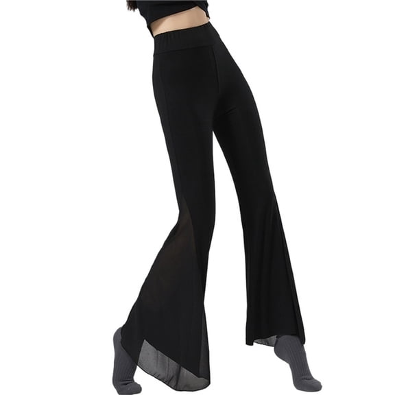 Latin Dance Pants Women Pure Color Ballroom Wide Leg Trousers Fashion Long Standard Adult Modern Waltz Training Wear