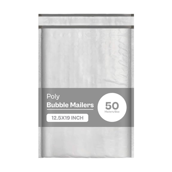 PSBM Poly Bubble Mailers #6 12.5"x19" 50 Pcs Self Adhesive White/Grey Premium Look Lightweight for Shipping Need
