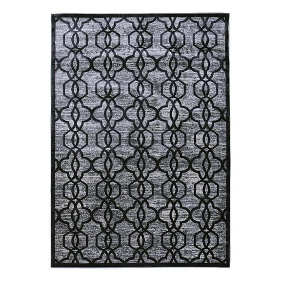 Linon Platinum Iron Gate Polyester 7'6" X 9'6" Area Rug in Gray