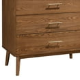 thumbnail image 3 of Roma Tall Dresser Chest, 5 Drawers, Nickel Handles, Walnut Brown Solid Wood, 3 of 5