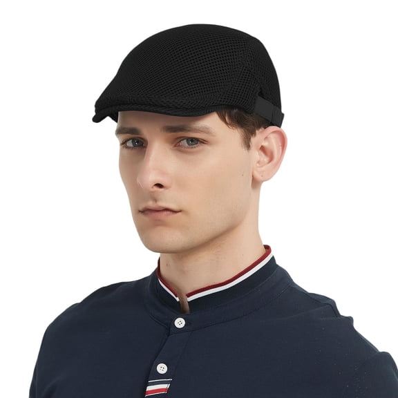 Minzimin Breathable Mesh Newsboy Hats for Men-Summer Beret Ivy Caps for Golf Hiking Running Outdoor Activities Casual Style