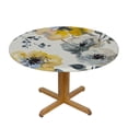 thumbnail image 3 of Nawypu Round Edged Table Cover , Waterproof Reusable Table Cloth Round Fitted Vinyl Tablecloth with Edged for Parties Outdoors, Summer Abstract Watercolor Flowers Yellow, 3 of 7