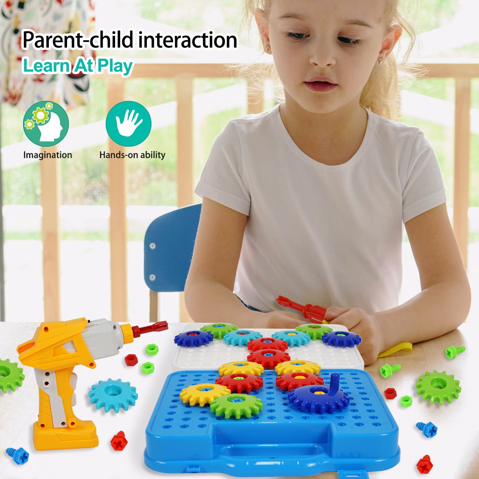 IIROMECI Gears Toys for Kids Ages 4-8, STEM Educational Construction Toys, Engineering Building Blocks Creative Learning Toy Set