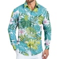thumbnail image 2 of LTTVQM Hawaiian Shirt for Men Casual Long Sleeve Button Down Shirt Loose Fit Collared Beach Shirts 2026 Spring Summer Tops Fluorescent Green 3XL, 2 of 5
