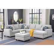 HomeStock Mediterranean Mastery 7-Piece Upholstered Modern Fabric Sectional In Light Gray