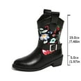 thumbnail image 6 of Rokment Winter Fall Flower Wide Calf Cowboy Boots for Women 2025 Black Leather Vintage Floral Buckles Mid Calf Cowgirl Booties, 6 of 6