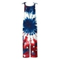 thumbnail image 5 of Frostluinai Patriotic Overalls for Women Sleeveless Adjustable Straps Linen Jumpsuits Retro Tie Dye Primt 4th of July Jumpers with Pocket, 5 of 5