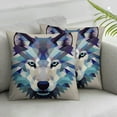 thumbnail image 2 of COMIO Animal with Geometry Wolf Head Pillow Case 2-Pack Short Plush Pillowcase White, 2 of 6