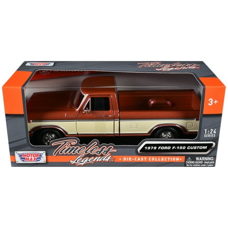 1979 Ford F-150 Custom Pickup Truck Brown Metallic and Cream "Timeless Legends" Series 1/24 Diecast Model Car by Motormax