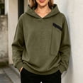 thumbnail image 6 of Tqcoqu Women's Hooded Sweatshirt with Zip Chest Pocket,Drop Shoulder Long Sleeve Casual Pullover Tops,2026 Fall Winter Trendy Clothes,Army Green Women's S-XXXL, 6 of 7