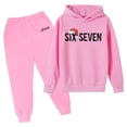 thumbnail image 3 of Toddler Outfits for Girls Casual Printed Hoodie and Pants Two Piece Comfy Set Girls' Clothing Sets Pink 6-7T, 3 of 5