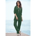 thumbnail image 3 of Roaman's Women's Plus Size Petite Plus Size Two-Piece V-Neck Velour Set, 3 of 6