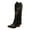 Black, variant on Western Cowboy Boots for Women Boho Tassel Fashion Leather Square Toe Wide Mid Calf Cowgirl Booties Knee High Tall Knight Riding Boots