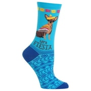 Hot Sox Womens Lets Fiesta Crew Socks, Womens Shoe Size 4-10.5, Aqua