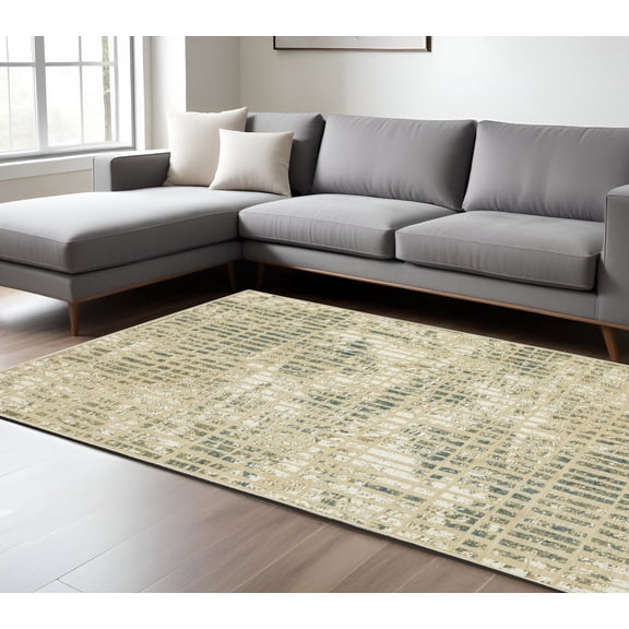 10' X 13' Beige And Blue Geometric Area Rug