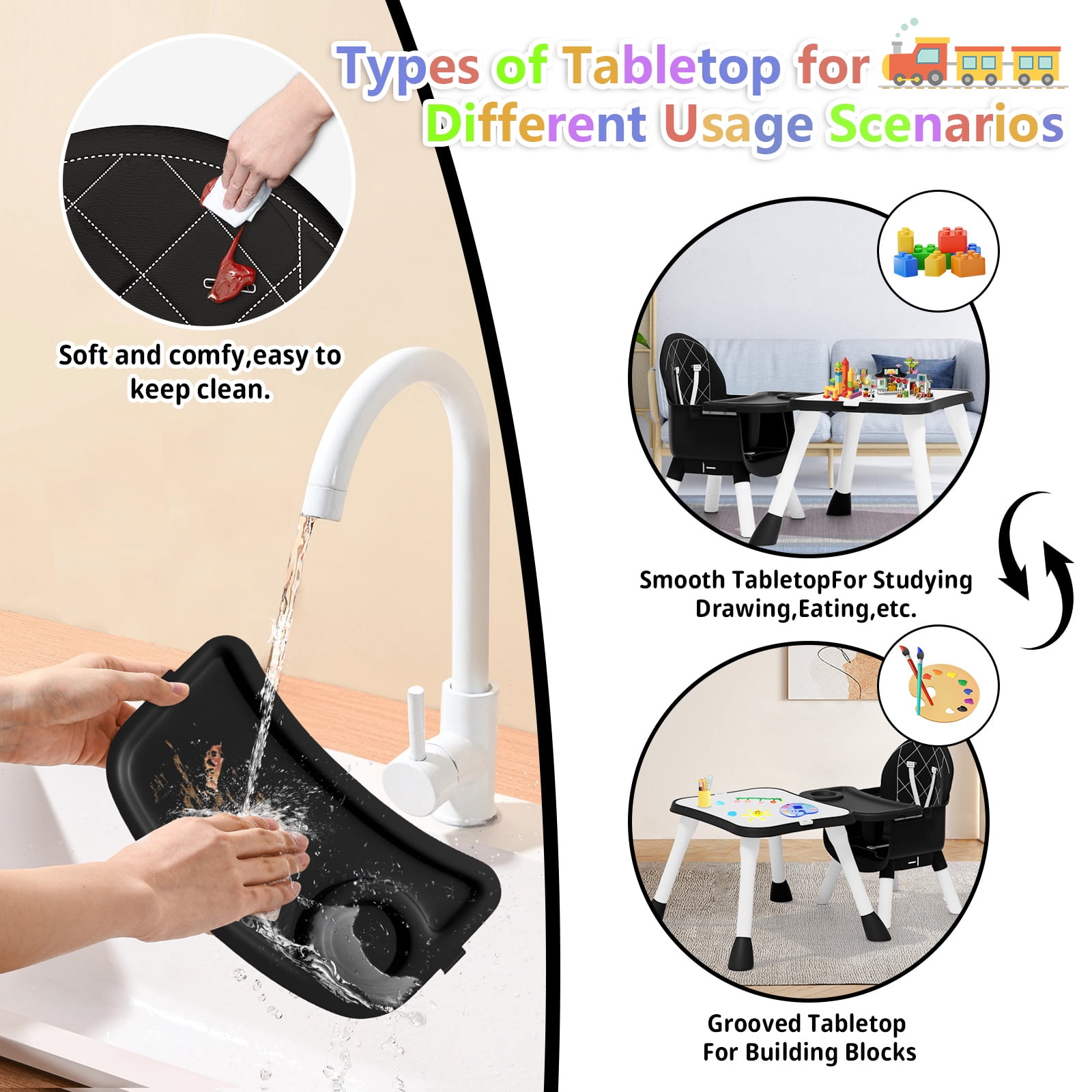 Baby High Chair 6 in 1 Convertible Highchair for Babies and Toddlers Booster Seat Floor Seat Function