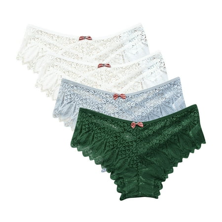 Women s Underwear Lingerie G-string Lace Briefs Underwear Panties T String Thongs Knick 4pc Soft Stretch Ladies Panties Green XL