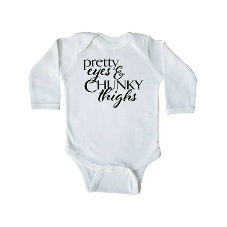 

Inktastic Pretty Eyes and Chunky Thighs Gift Baby Boy or Baby Girl Long Sleeve Bodysuit