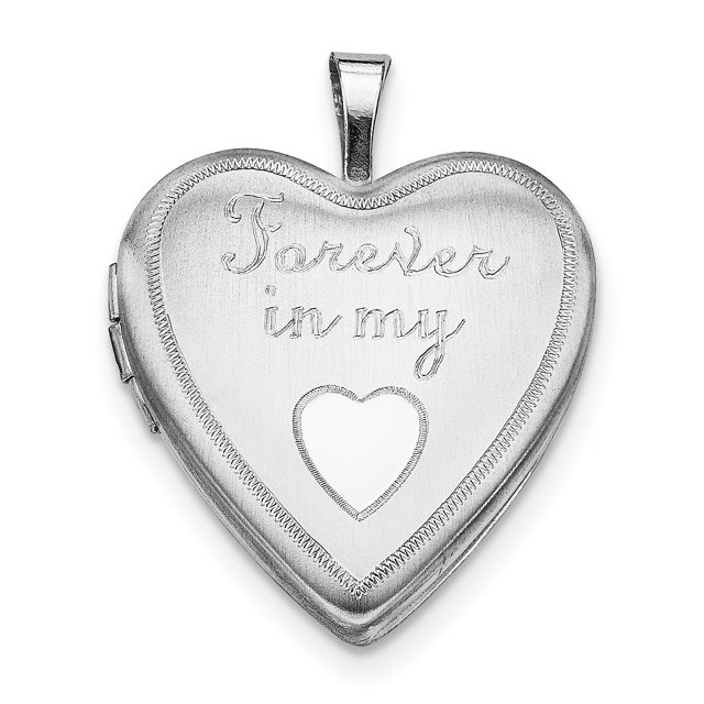 Sterling Silver Rhodium-plated 20mm Forever In My Heart Locket QLS315 (25mm x 20mm)