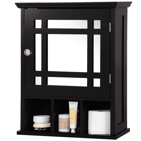 Deep Satin Nickel Medicine Cabinet - Yaheetech 24 inch Mirror Door Bathroom Storage Medicine Cabinet, Espresso