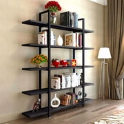 Tribesigns 5-Tier Bookshelf, Vintage Industrial Style Bookcase 72 H x 12 W x 47L Inches