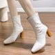 thumbnail image 2 of NECHOLOGY Botas Mujer Zapatos Botines mujer Botas de tacón grueso de cabeza cuadrada de otoño e invierno con cremallera en la parte trasera botas grandes de tacón cómodas y mujer (White, 7.50), 2 of 7