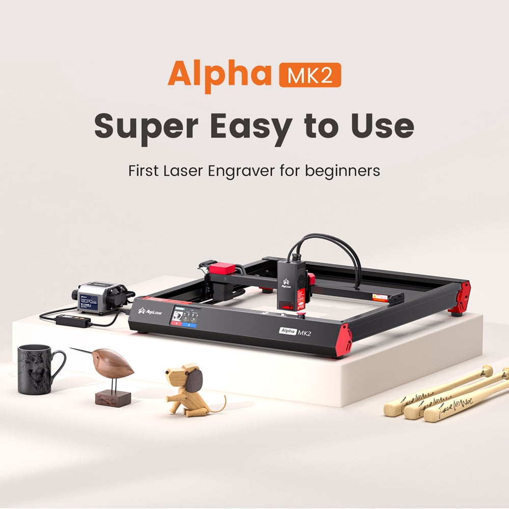 Algo MK2 20W Higher Accuracy Engraver and Cutter with Air Assist, Engrave Hundreds of Colors On Metal Steel with 3.5" Touch Screen, Engraving Machine for DIY Personalized Gift