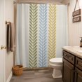 thumbnail image 3 of Green Blue Yellow Botanical Shower Curtain - Water Repellent Fabric Shower Curtains Washable, Farmhouse Vertical Leaves Decorative Polyester Cloth Bathroom Curtains Modern Bath Decor 36"x72", 3 of 8