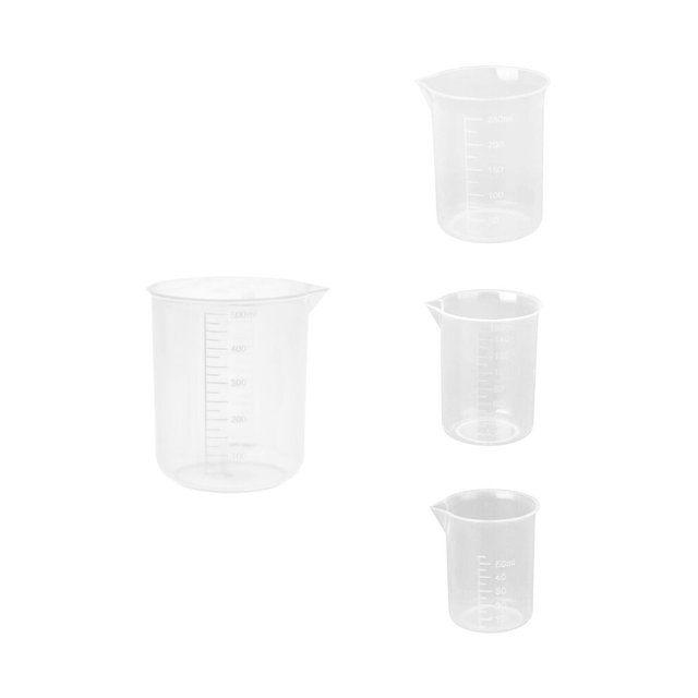 Taza medidora transparente Bearachild 4 Uds Jigger recipiente de laboratorio de cocina plástico 50ml 150ml 250ml 500ml