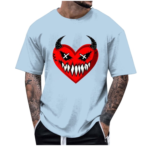 Blusas y camisas de manga corta y cuello redondo para hombre. Blusas/camisetas de manga corta con cuello redondo y estampado de Halloween para hombre. Blusa para hombre.