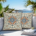 thumbnail image 5 of Waterproof Throw Pillow Covers Set of 2, 18x18 Inch Orange Blue Ethnic Rustic Decorative Pillowcases Outdoor Pillow Slip Cushion Covers Set for Couch Tent Boho Southwestern Heritage, 5 of 7