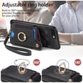 thumbnail image 5 of Phone Case for iPhone 7plus 8plus 7/8 Plus Wallet Cover with Screen Protector and Wrist Strap Lanyard RFID Card Holder Ring Stand Cell Accessories i Phone7s 7s + 7+ 8s 8+ Phones8 7p 8p Women Men Black, 5 of 13