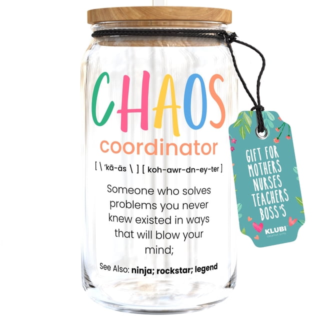 Vaso de cristal KLUBI Chaos Coordinator 473 ml con pajita para mujer