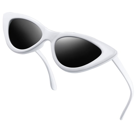 KANASTAL Polarized Cat Eye Sunglasses for Women, Trendy Retro Narrow Pointy Cateye Womens Sun Glasses with Polarized UV400 Protection Party Sunglasses White