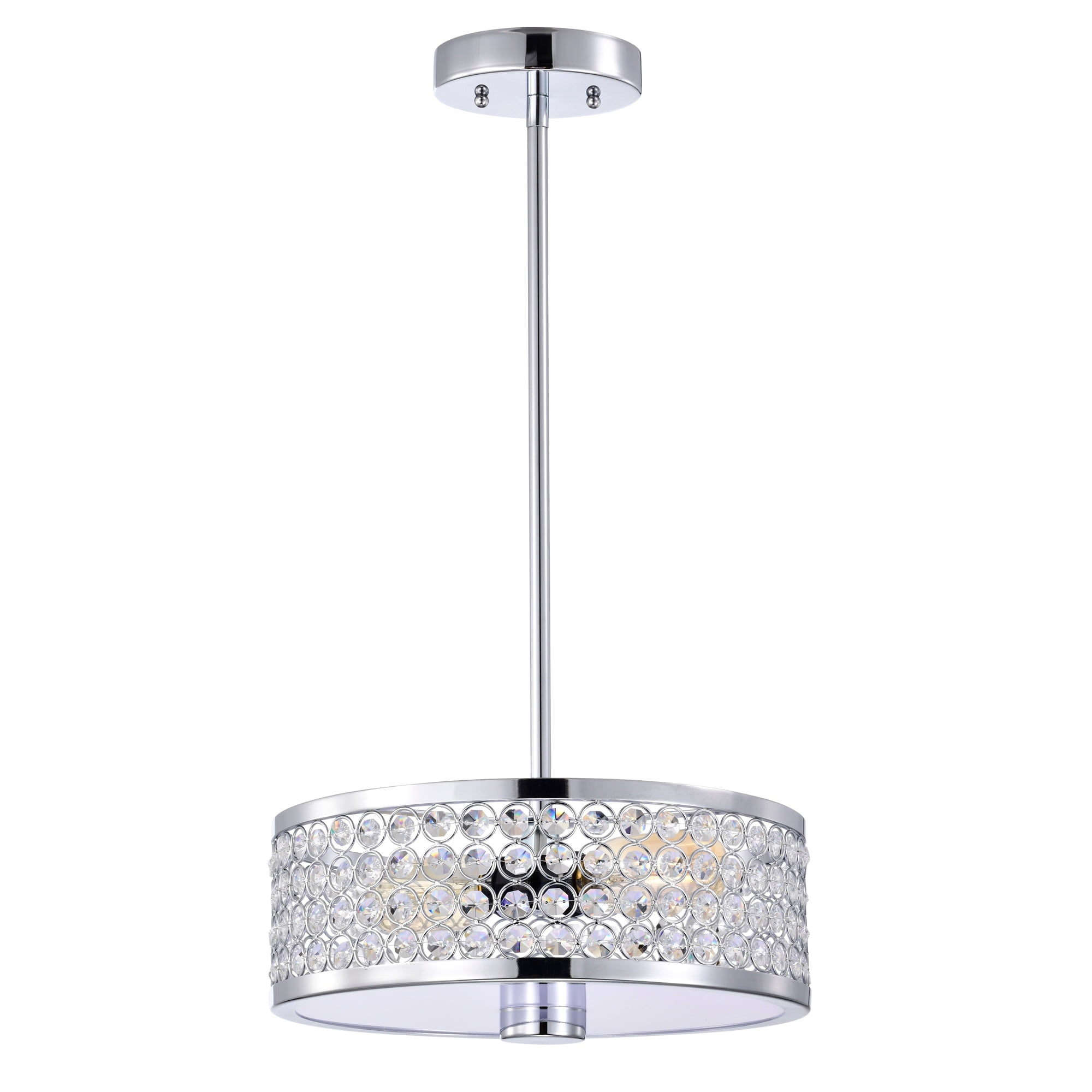 Eudocia 13 in. 2-Light Indoor Polished Chrome Finish Chandelier with Light Kit