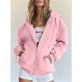 thumbnail image 3 of Womens Zip Up Hoodies Oversized Sweatshirts Fall School Fashion Outfits Casual Jackets Winter Clothes Pink L, 3 of 7