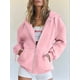thumbnail image 5 of Sudaderas con Capucha y Cremallera para Mujer, Sudaderas Extragrandes, Conjuntos de Moda Escolar para Otoño, Chaquetas Informales, Ropa de Invierno Rosa XL, 5 of 9