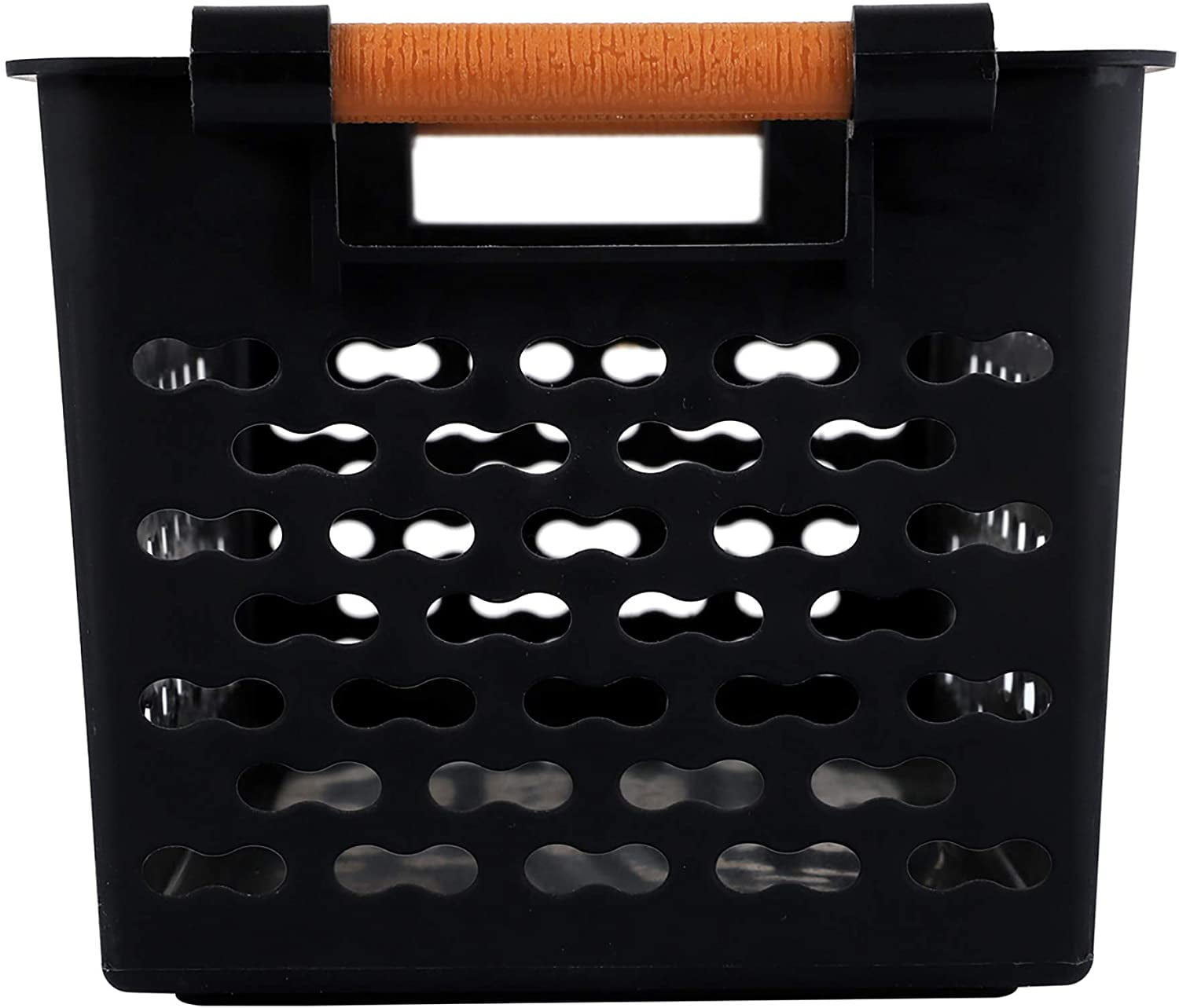 6 Pack Plastic Storage Basket, Black Basket Organizer Bin with Handles for Home Office Closet, 6 x 12 x 5 Inches