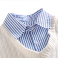 thumbnail image 5 of Men's V Neck Cable Knit Sweater with Faux Shirt Collar Long Sleeve Pullover Top, 5 of 9