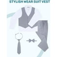 thumbnail image 3 of S.H. Churchill & Co 6-Piece Boy's Suit Set - Includes Suit Jacket, Dress Pants, Matching Vest, White Dress Shirt, Neck Tie & Bow Tie - Grey, 2T, 3 of 7