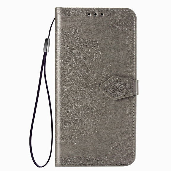 Allytech Samsung Galaxy S20 FE 5G Wallet Phone Case, Mandala Embossing PU Leather Flip Phone Case ID Card Slots and Stand Magnetic Closure Shockproof Cover for Samsung Galaxy S20 FE, Gray