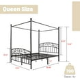 thumbnail image 3 of Aufank  Classic Metal Canopy Bed Frame, Easy Assembly Black Queen, 3 of 6