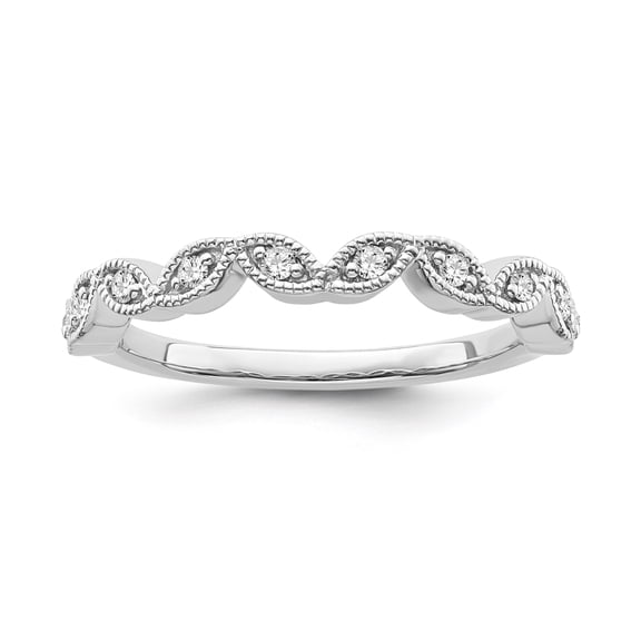 Araiya Fine Jewelry 10K White Gold Diamond Band Ring (1/10 cttw, I-J Color, I2-I3 Clarity) Size 6
