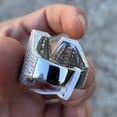 thumbnail image 5 of Men's Real Solid 925 Sterling Silver Initial Letter M Iced Baguette Flooded Out Big Hip Hop Ring Size 11, 5 of 7