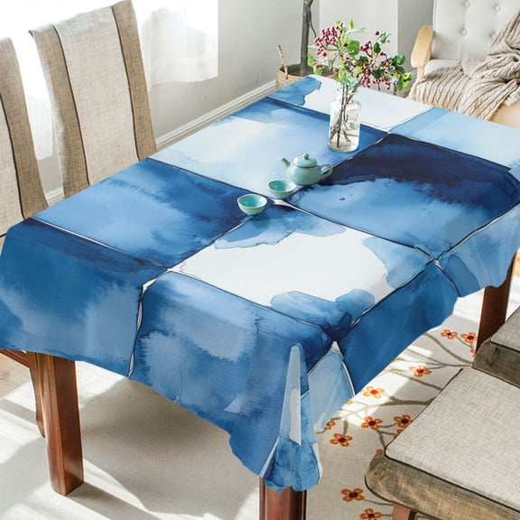 Yayeee Tablecloths for Rectangular Tables 54 x 54 inch Party Table Cover, Blue Pattern