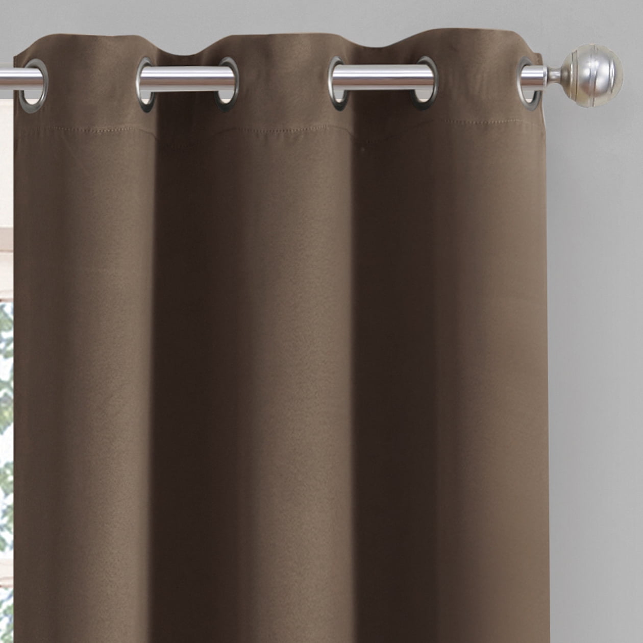 Eclipse Phoenix Solid Blackout Curtains, Set of 2, 84 Inch Long Blackout Curtains, 37"W x 84"L, Chocolate
