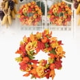 thumbnail image 2 of 45cm Halloween Pumpkin and Maple Leaf Wreath – Fall Door Hanger with Berries for Indoor Outdoor Porch and Farmhouse Decor, 2 of 9
